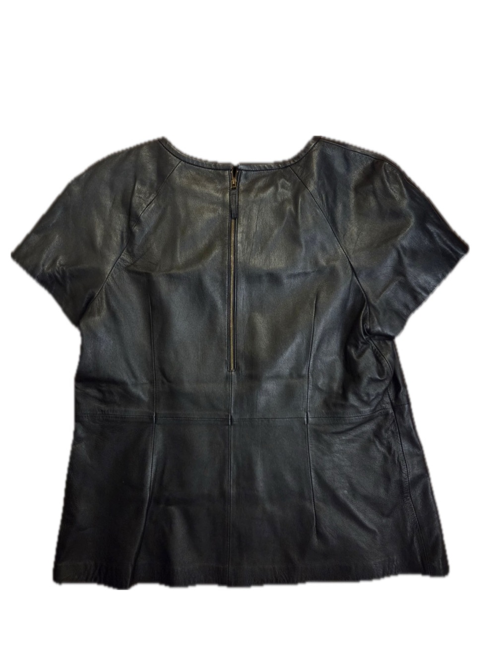 Banana Republic Black Leather Short-Sleeve Blouse - Picture 2 of 6